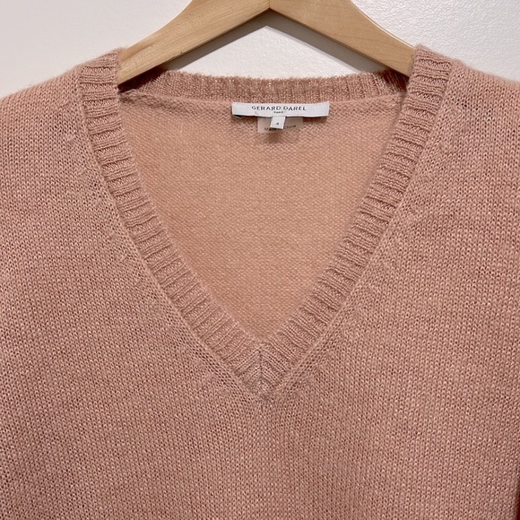 Gerard Darel Paris Womens Wool Mohair Pink Dip-Dyed Ombre V-Neck Sweater Size 4 - Picture 8 of 11